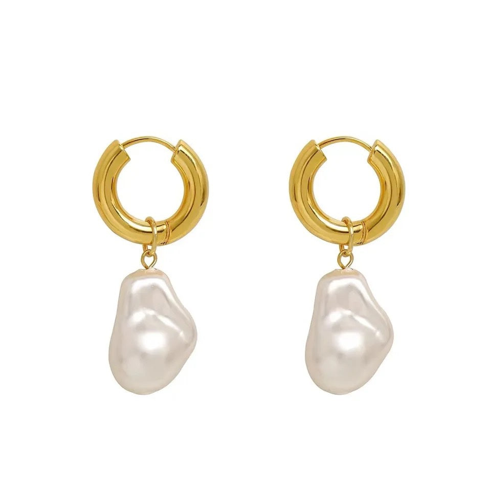 Pearl Hoop Statement Earrings image 0