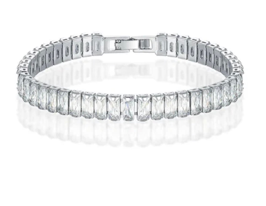 Tennis Bracelet Baguette Style 925 Sterling Silver image 3