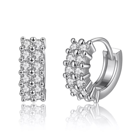 Double Row Huggies 925 Sterling Silver image 0