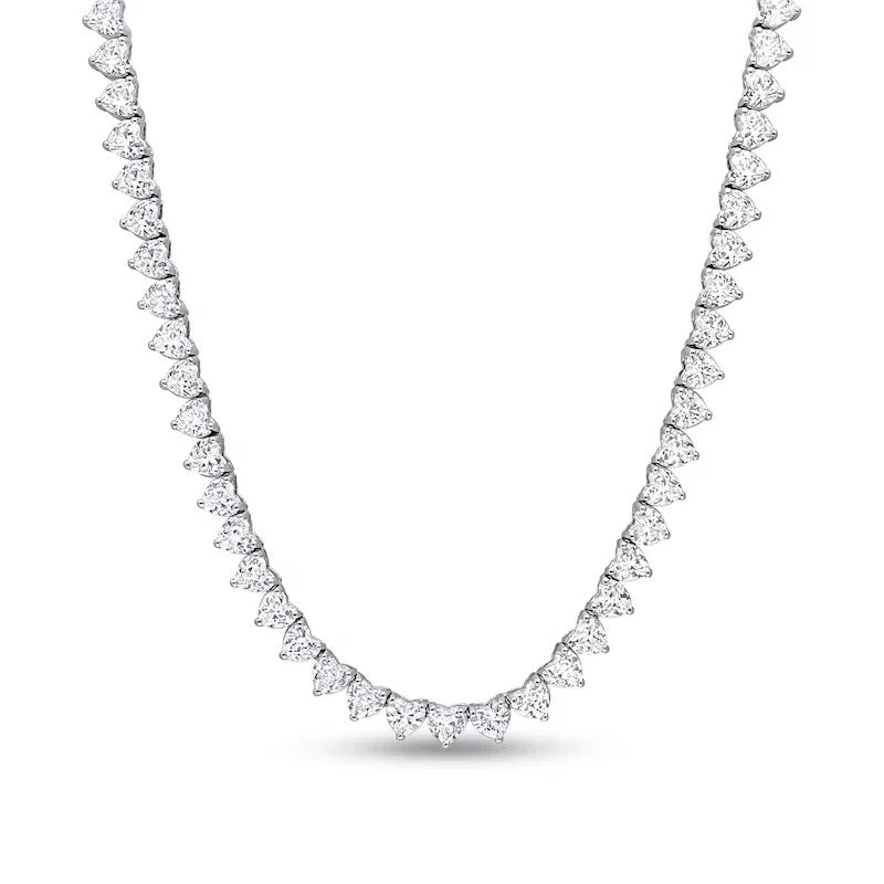 Tennis Necklace Heart shaped Platinum Plated image 1