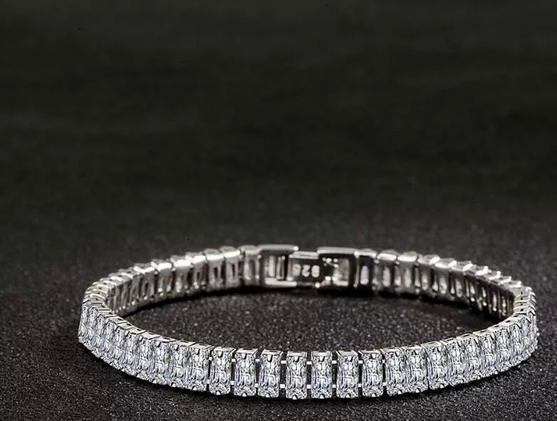 Tennis Bracelet Baguette Style 925 Sterling Silver image 5