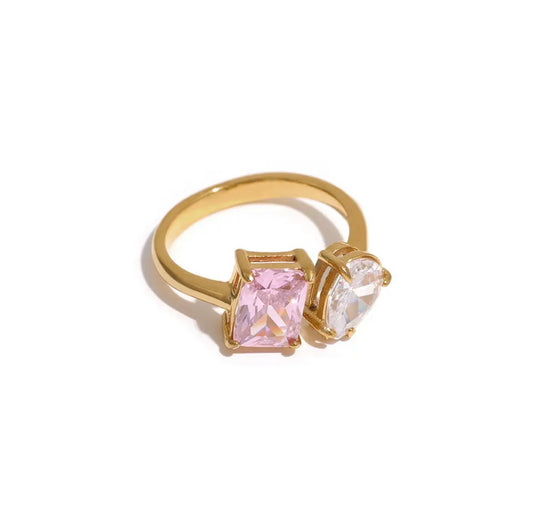 Crave Gold Plated Ring Pink and Crystal image 0