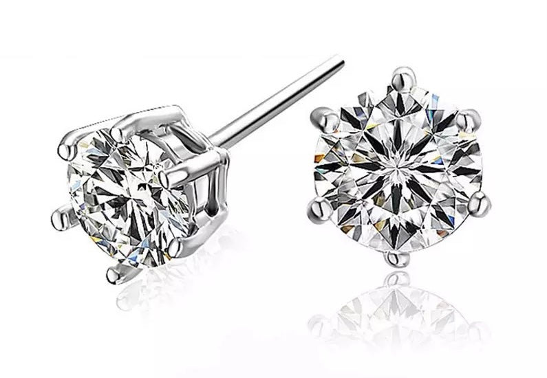 Classic Crystal Studs 925 Sterling Silver image 0