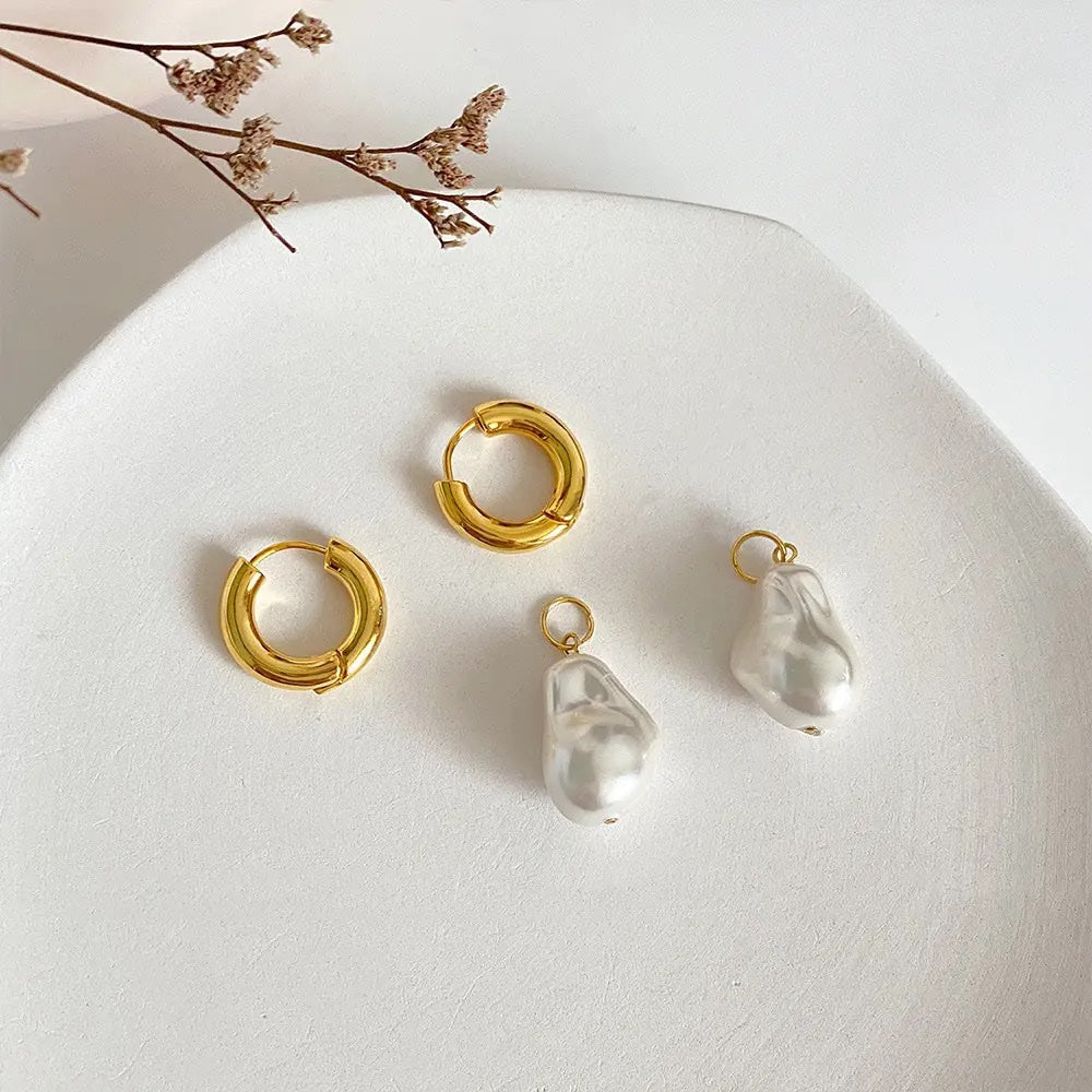 Pearl Hoop Statement Earrings image 6
