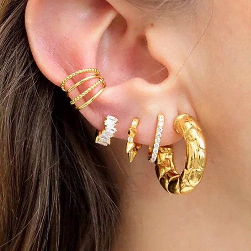 Baguette Huggies Gold Plated image 2
