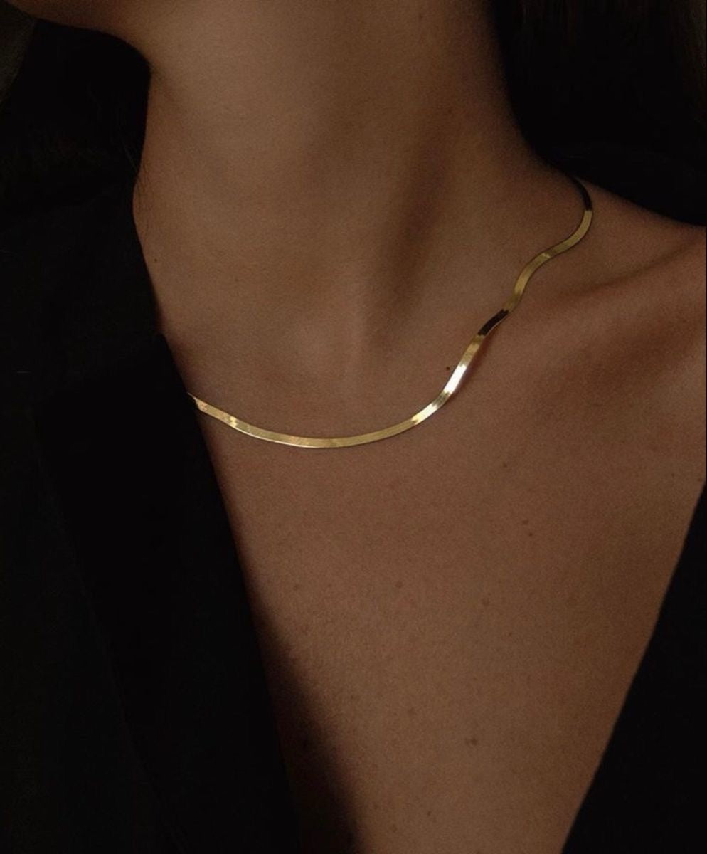 Luxe Gold Plated Herringbone Necklace image 1