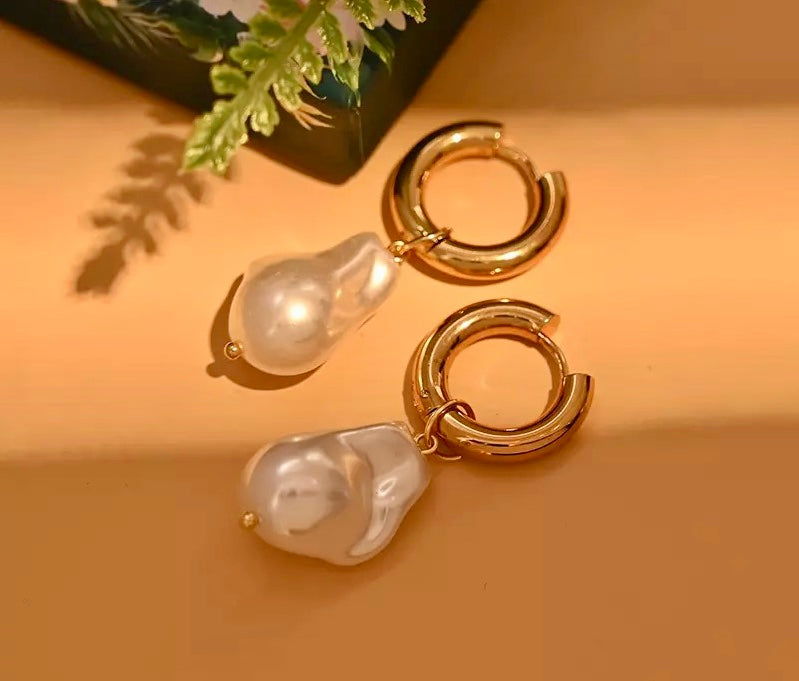 Pearl Hoop Statement Earrings image 16