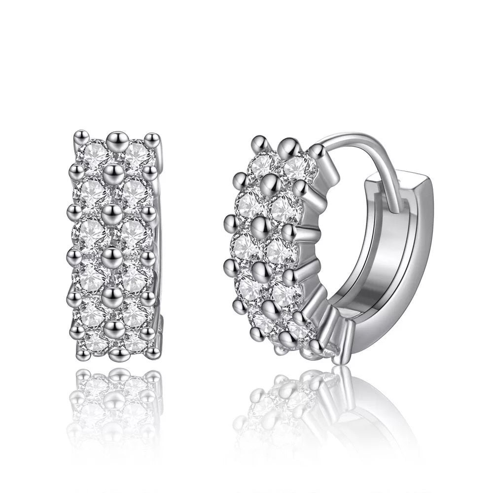 Double Row Huggies 925 Sterling Silver image 5