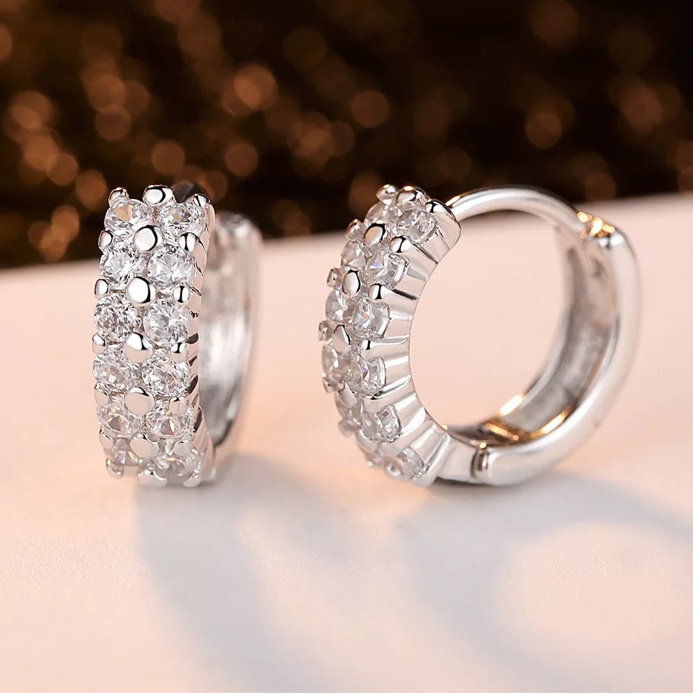 Double Row Huggies 925 Sterling Silver image 8