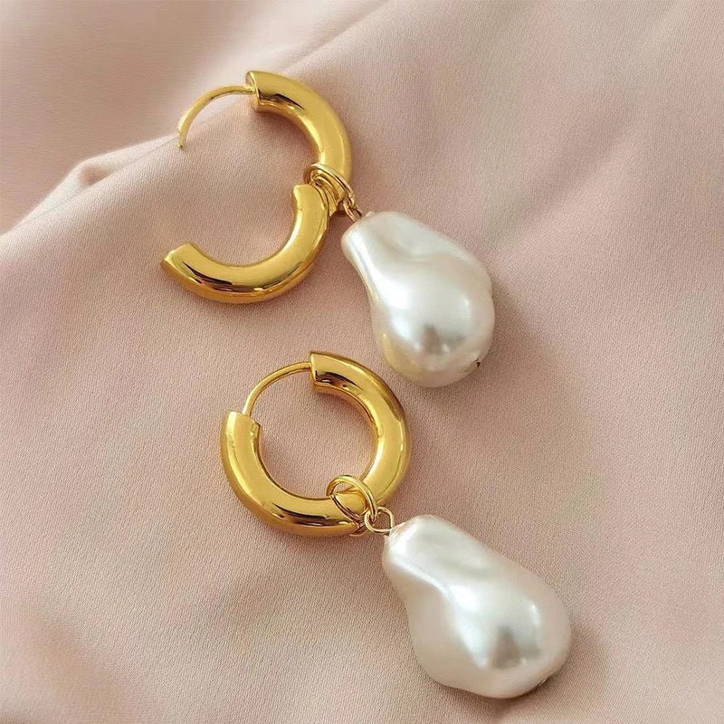 Pearl Hoop Statement Earrings image 7