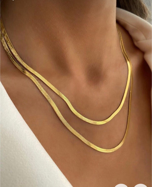 Luxe Gold Plated Herringbone Necklace image 0