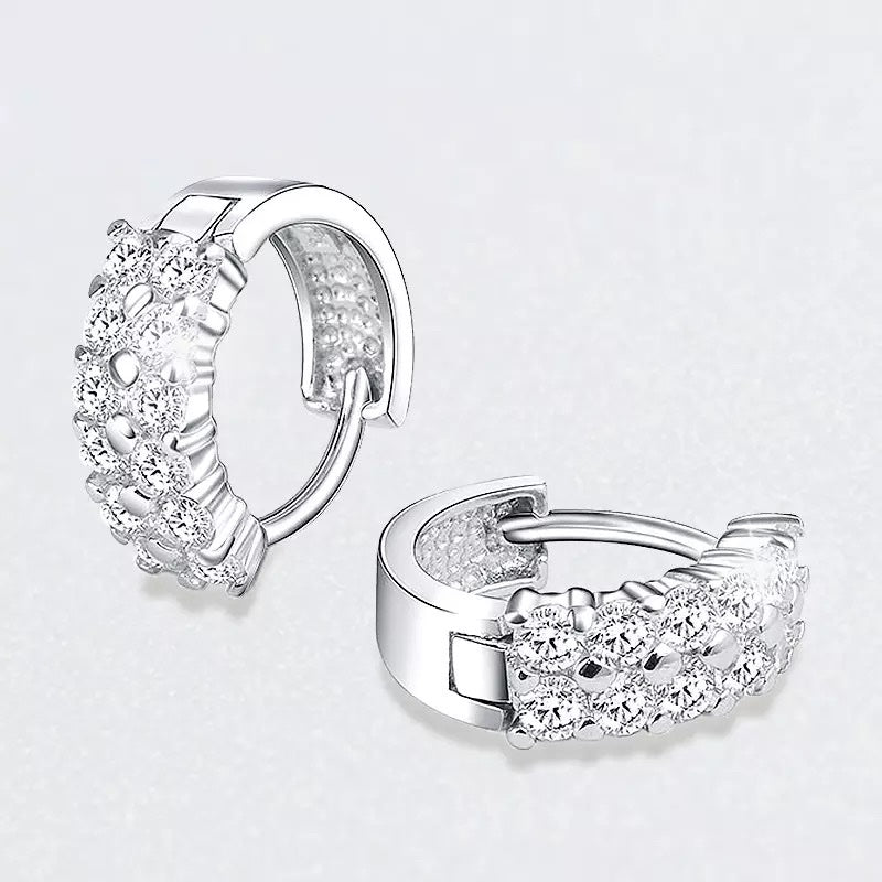 Double Row Huggies 925 Sterling Silver image 4