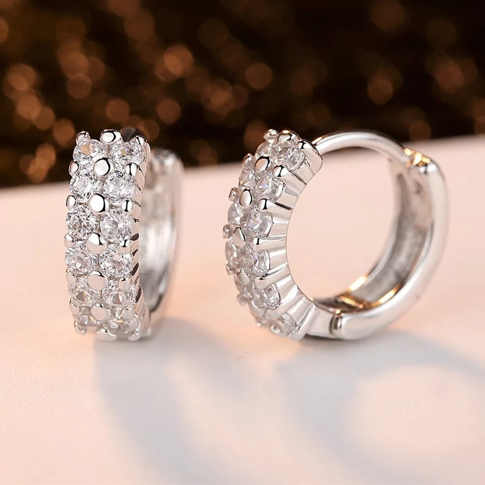 Double Row Huggies 925 Sterling Silver image 10