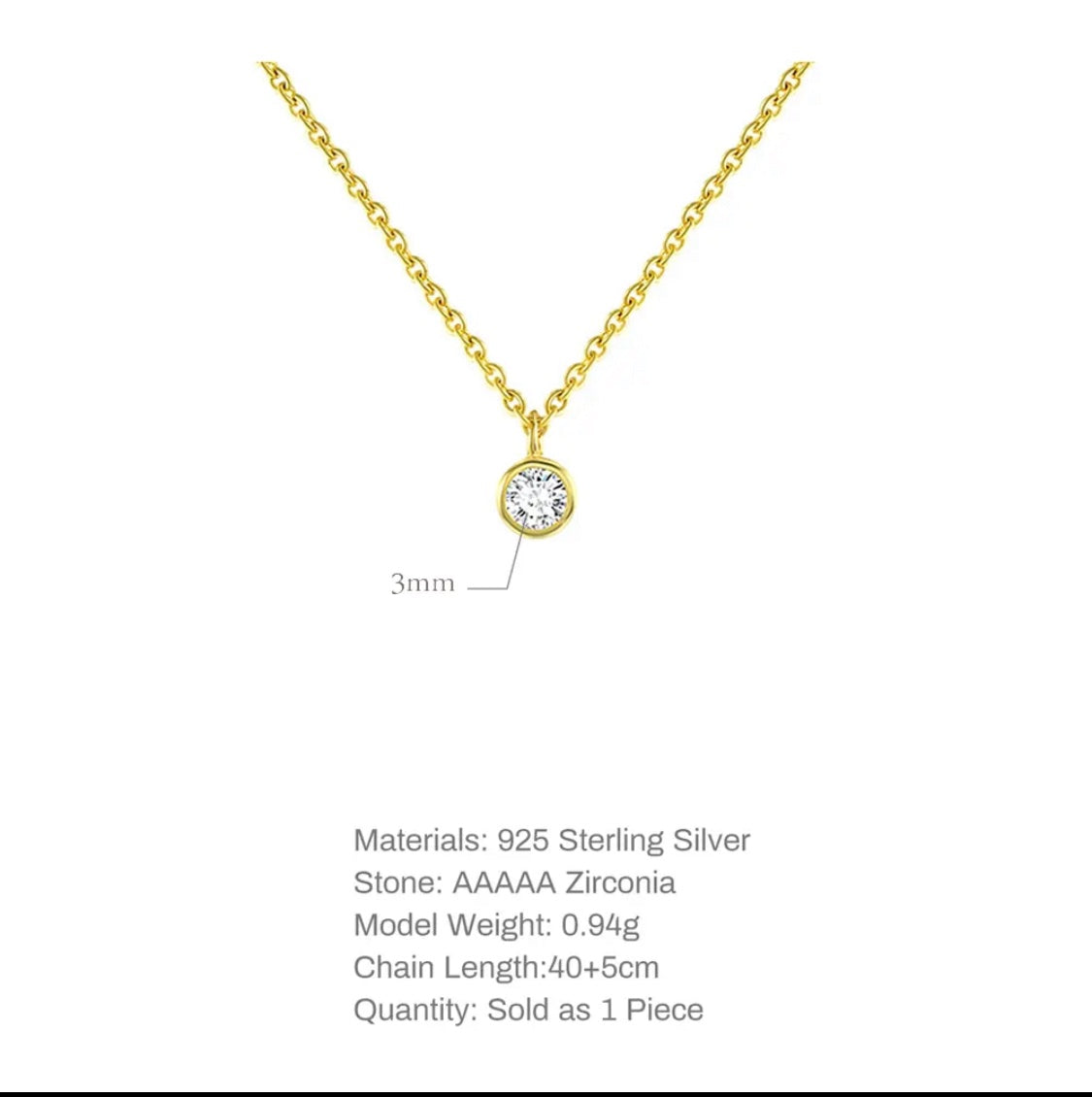 Solitaire Gold Vermeil Gold Plated Sterling Silver image 1
