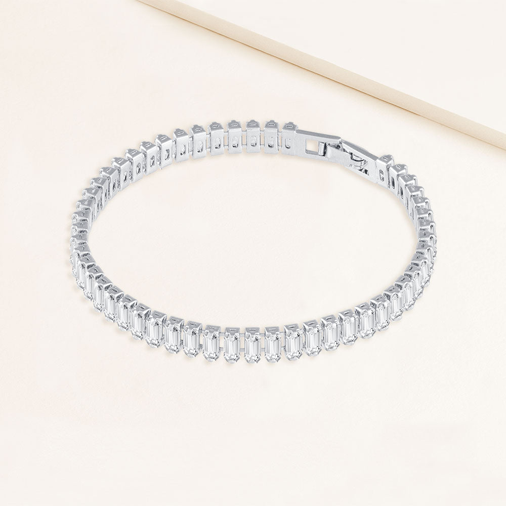 Tennis Bracelet Baguette Style 925 Sterling Silver image 4