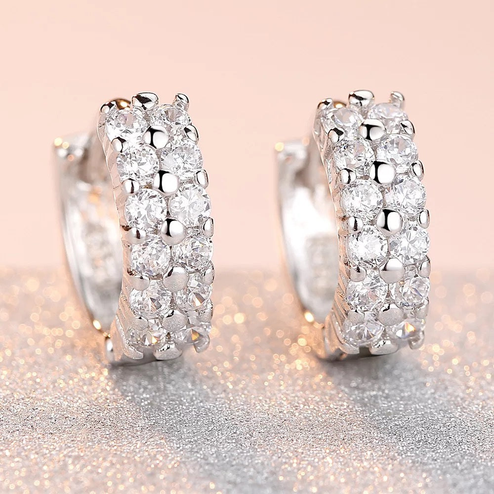 Double Row Huggies 925 Sterling Silver image 7