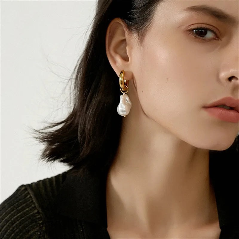 Pearl Hoop Statement Earrings image 10