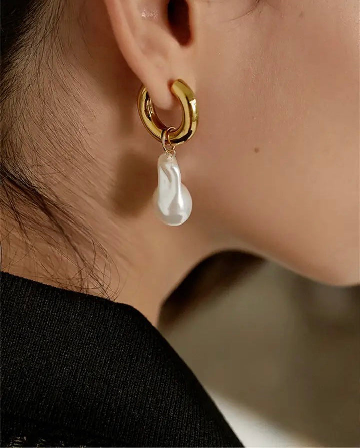 Pearl Hoop Statement Earrings image 9