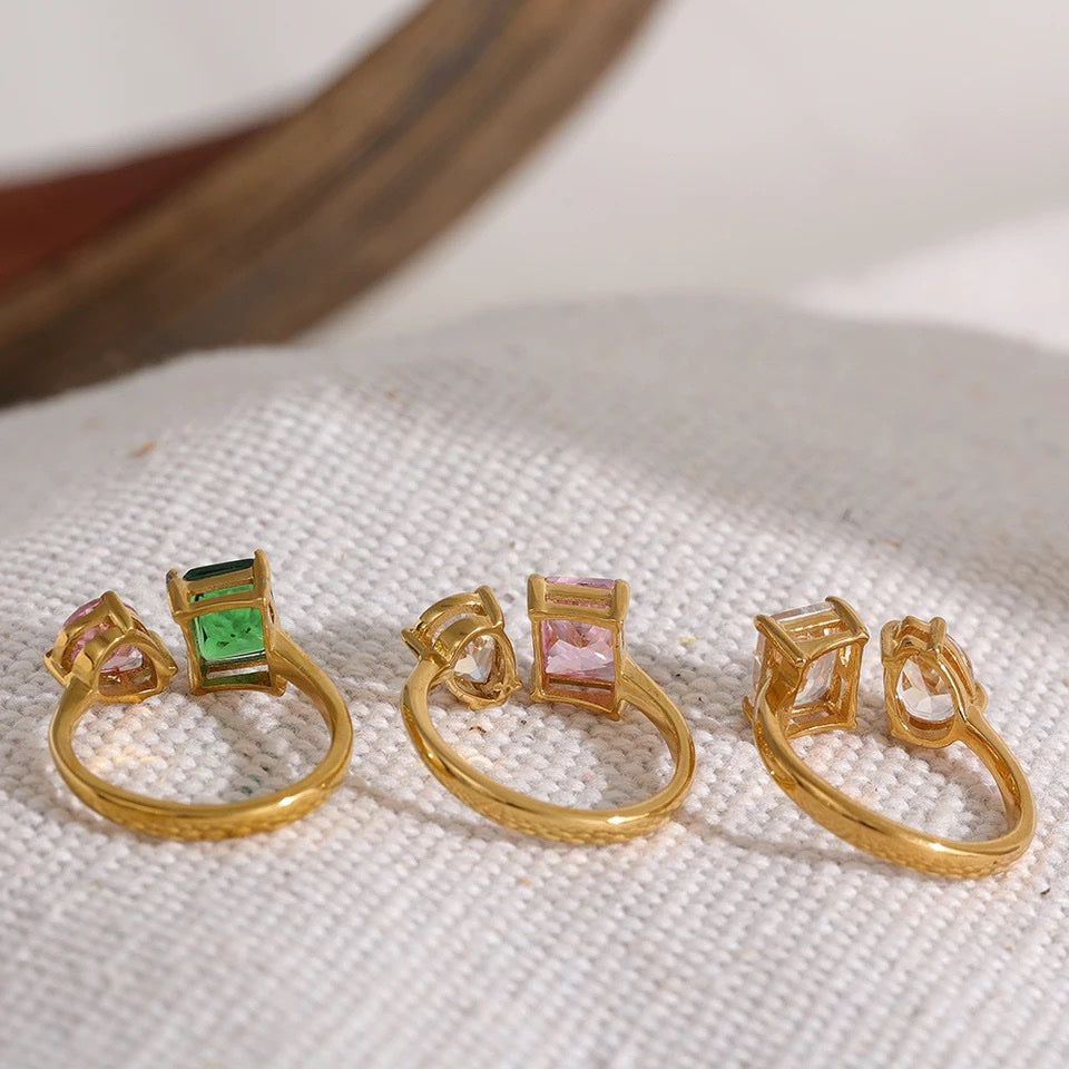 Crave Gold Plated Ring Pink and Green image 4