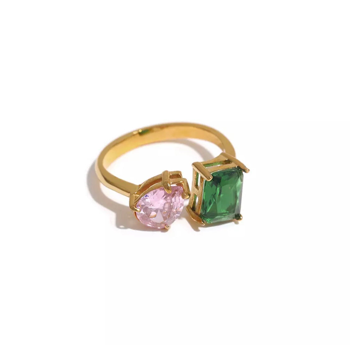 Crave Gold Plated Ring Pink and Green image 0