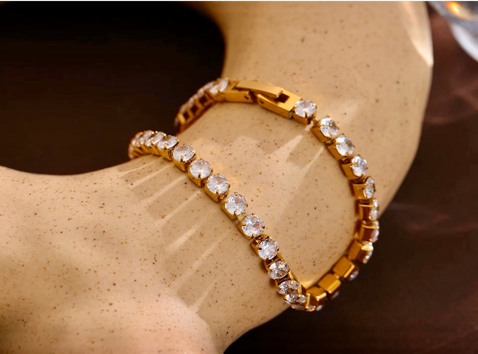 Gold Plated Tennis Bracelet image 1