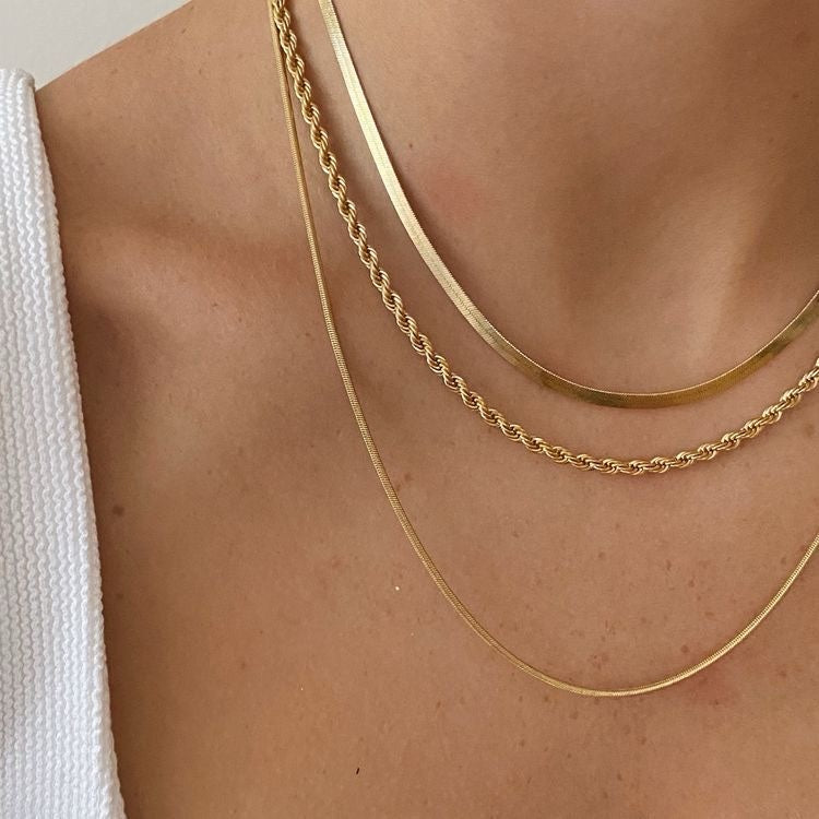 Luxe Gold Plated Herringbone Necklace image 4