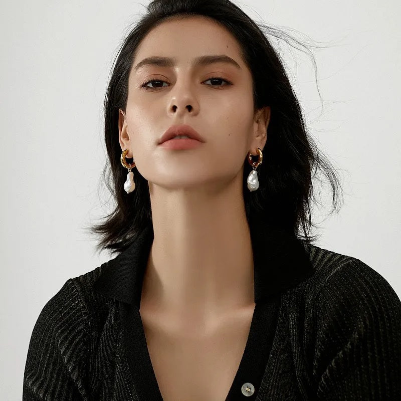 Pearl Hoop Statement Earrings image 12
