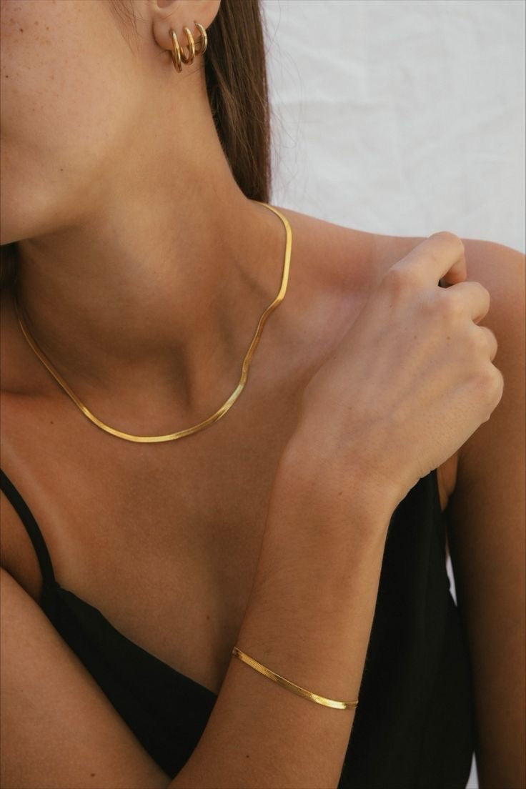 Luxe Gold Plated Herringbone Necklace image 3
