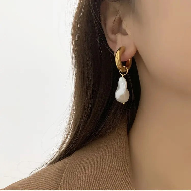 Pearl Hoop Statement Earrings image 5