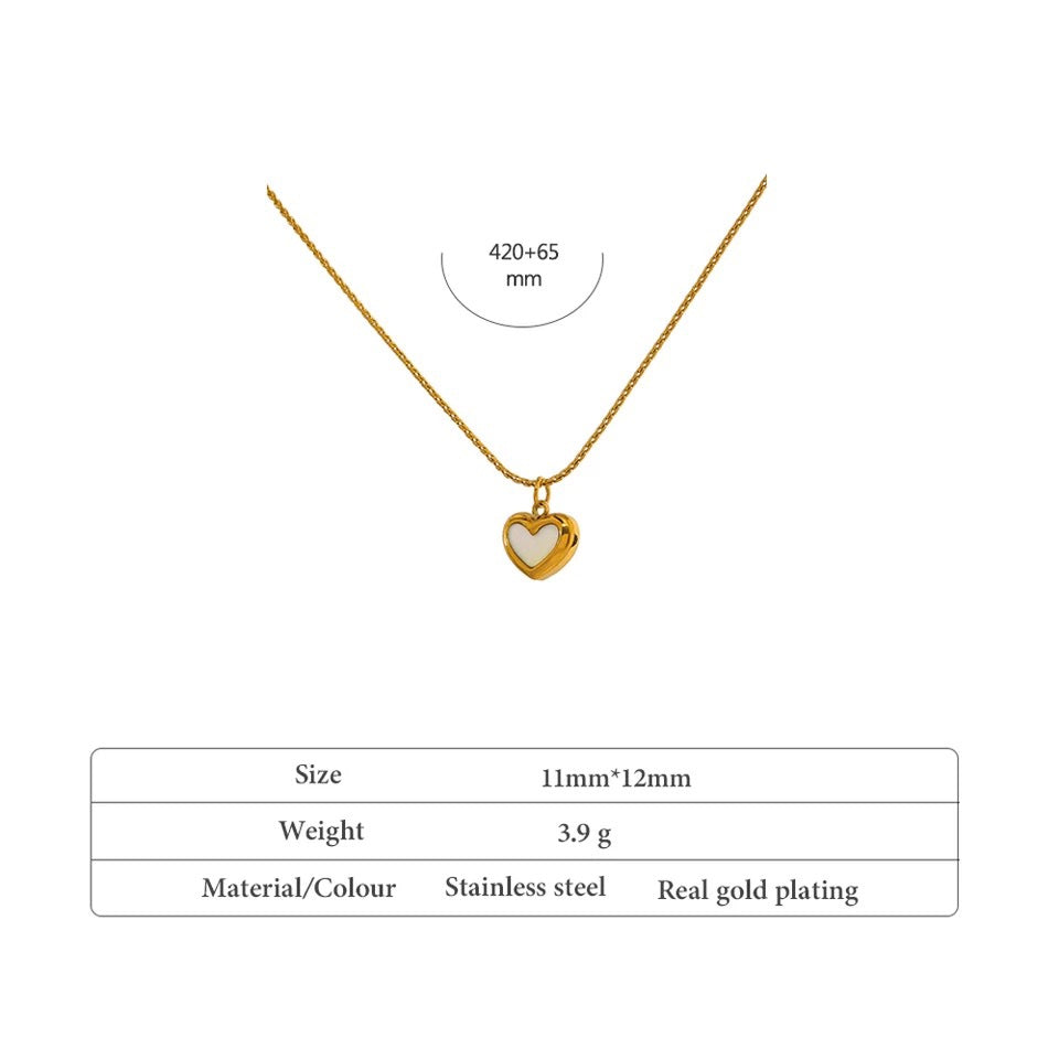 18K Gold Plated Mother of Pearl Shell Heart Necklace image 5