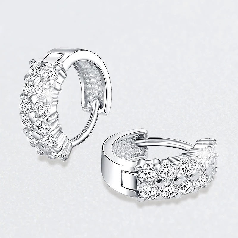 Double Row Huggies 925 Sterling Silver image 6